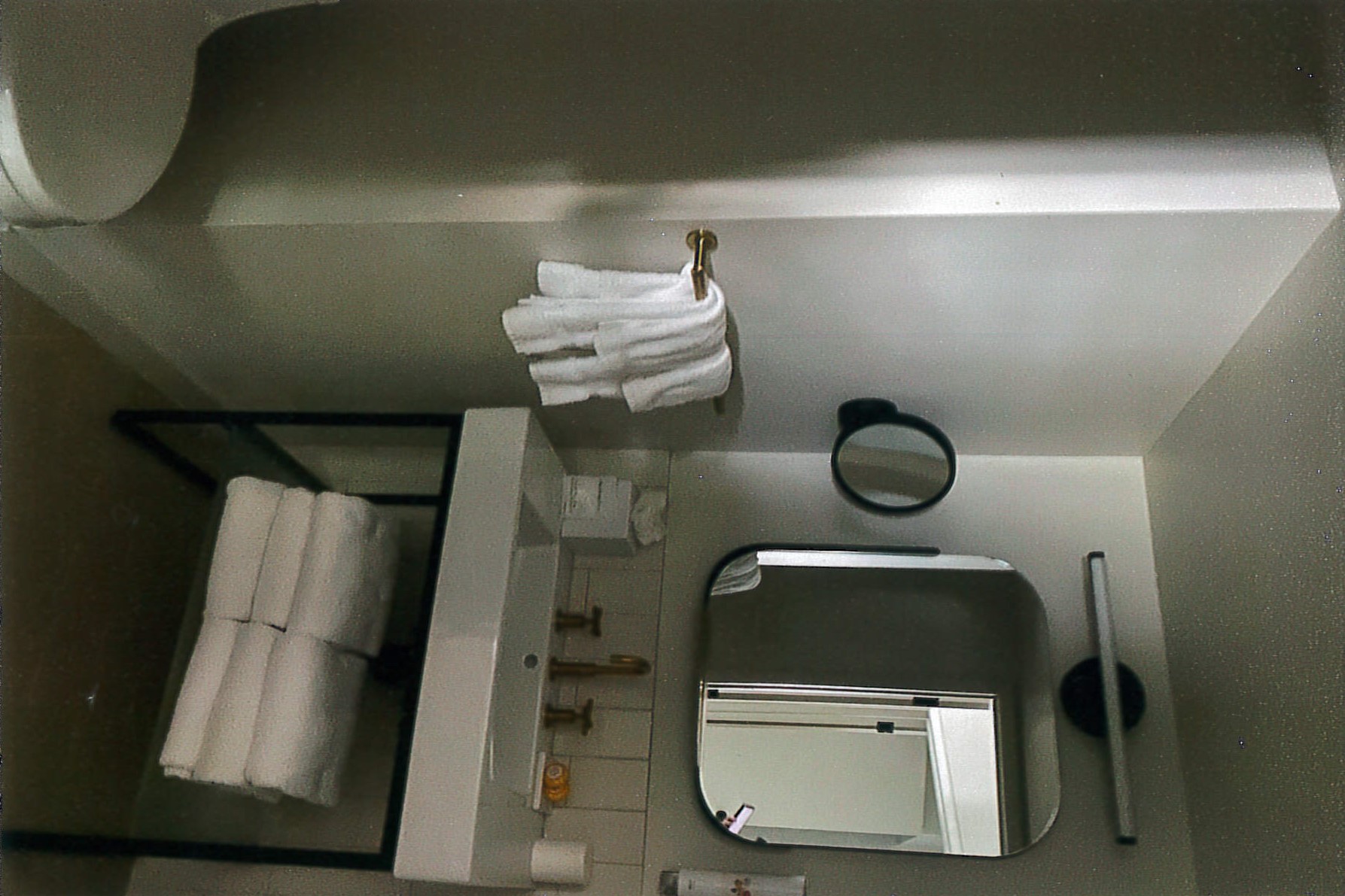 Renovated resort room bathroom, new fixtures